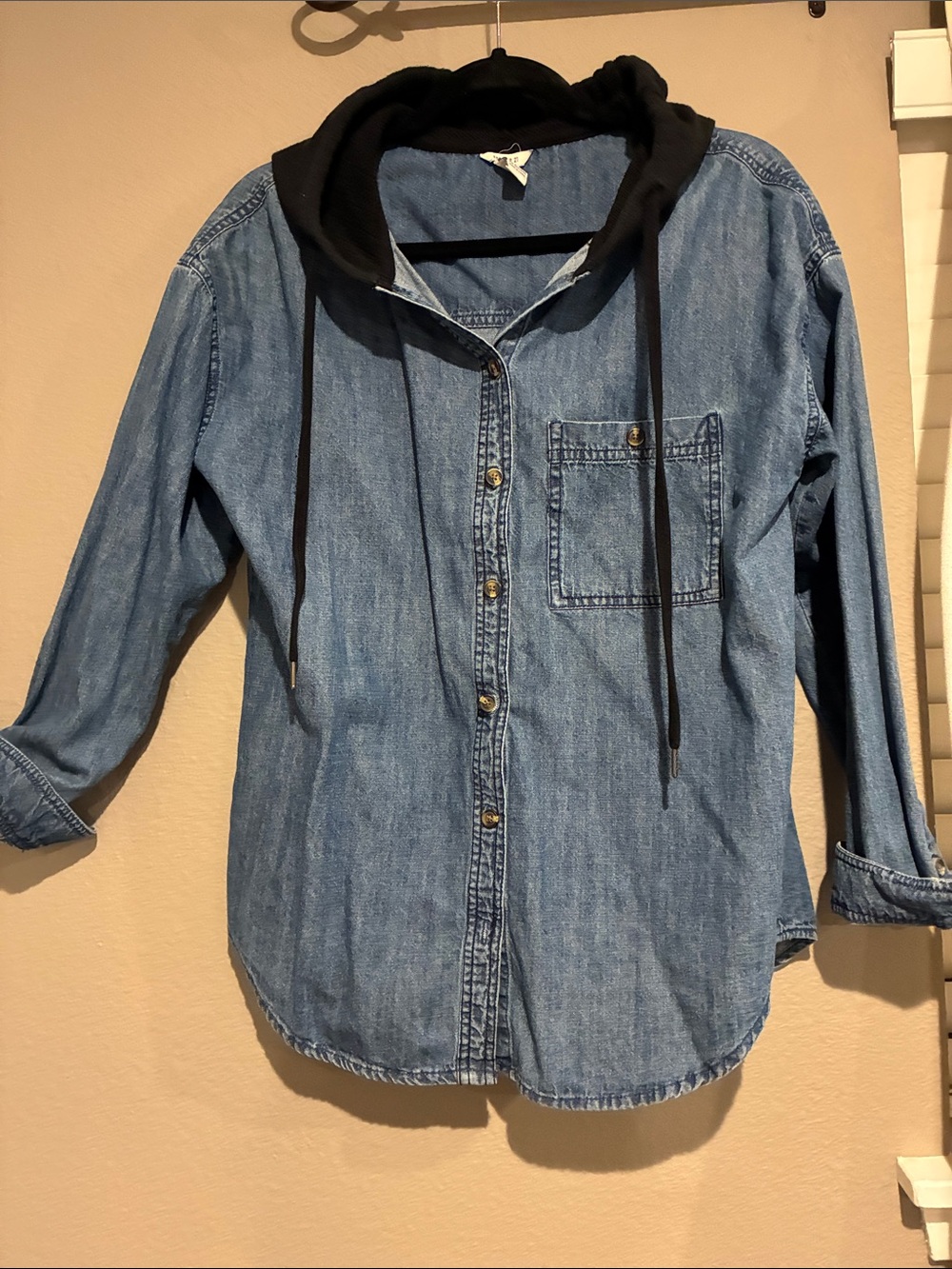Womans Denim Hooded Shirt - Blue